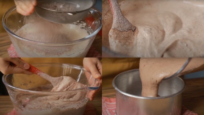 Chuẩn bị bột nướng bánh khi làm bánh bằng kem tươi
